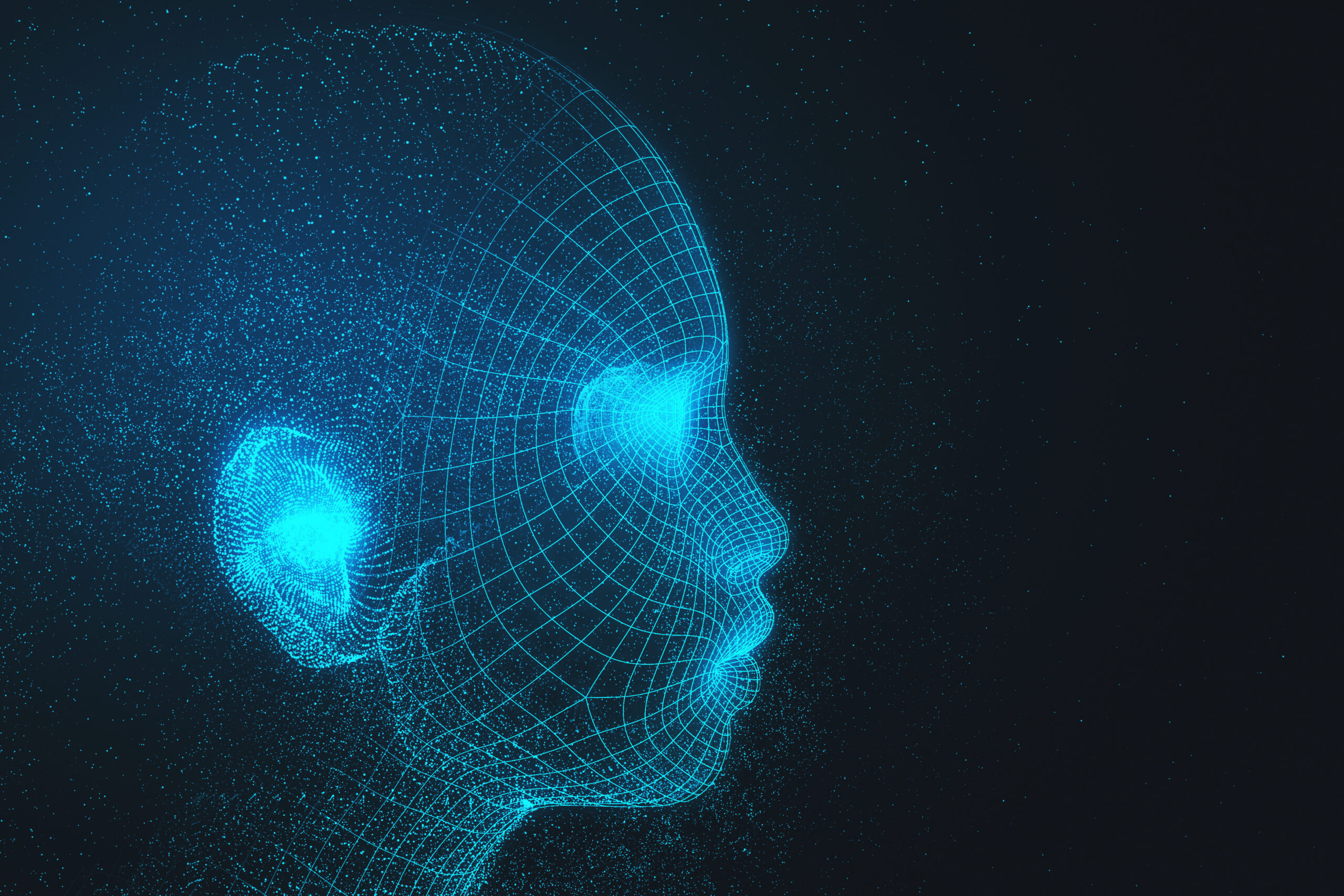 High-tech AI infrastructure interface with digital intelligence grid